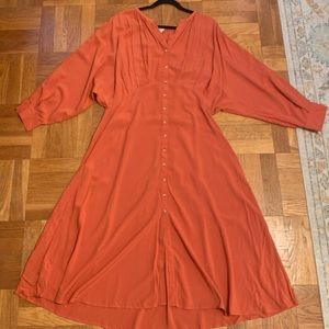 Loft Dolman Midi Button Down Dress NWT